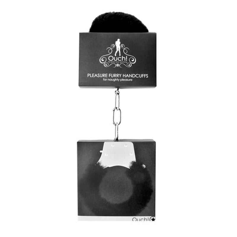 Ouch Pleasure Furry Handcuffs Black