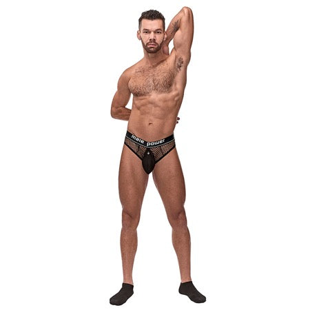 Cock Pit Net Cock Ring Thong Blk LX