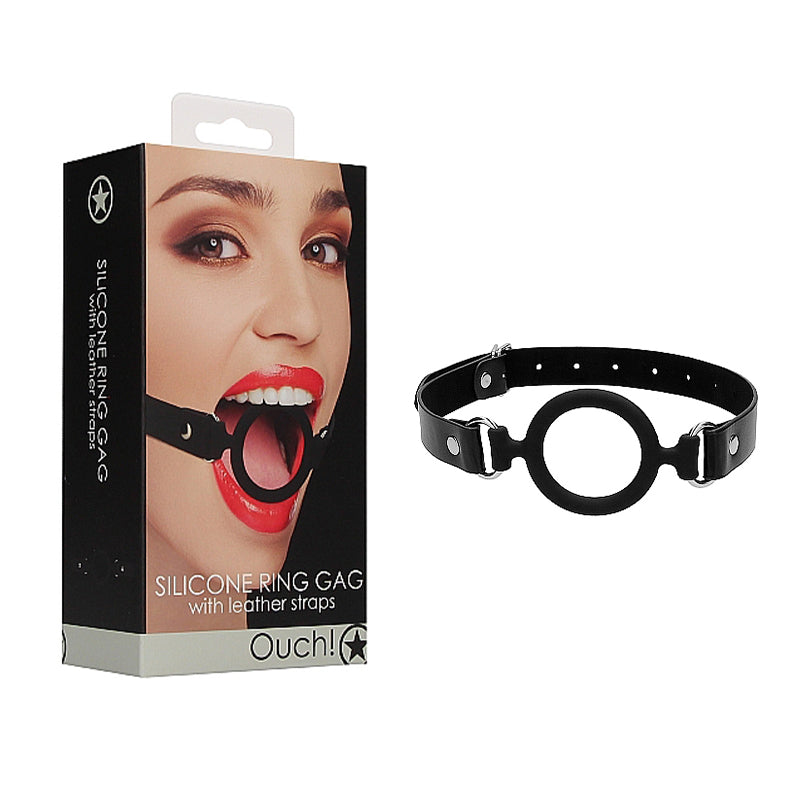 Ouch Adjustable Silicone Ring Gag Black