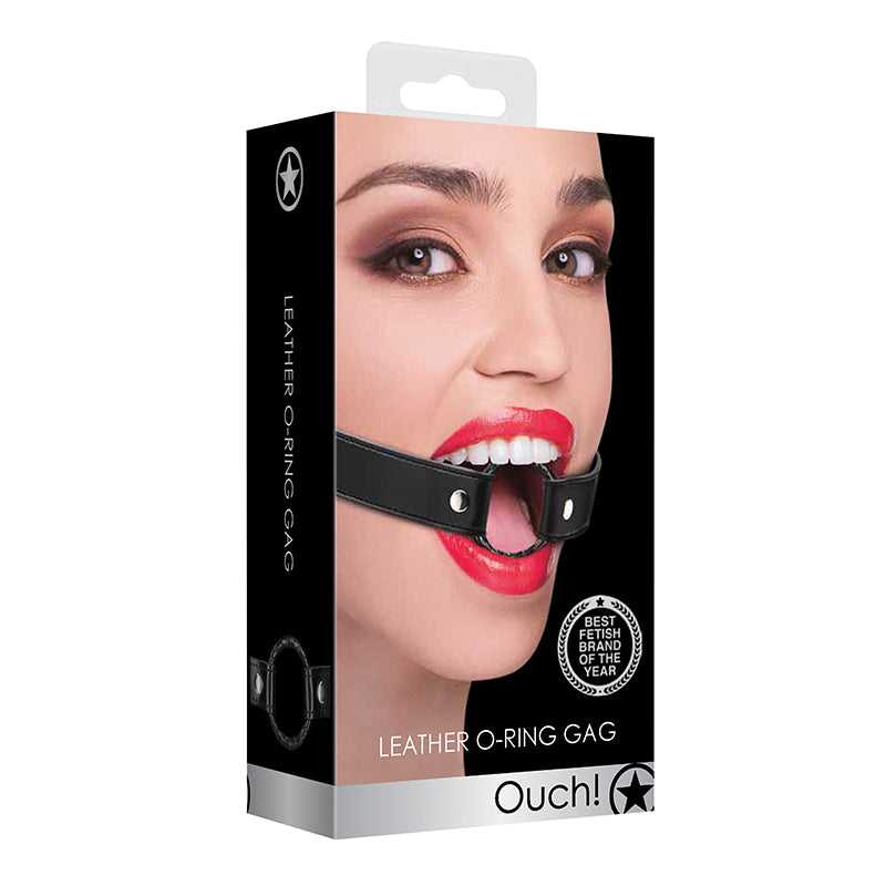 Ouch Wrapped Leather O-Ring Gag Black