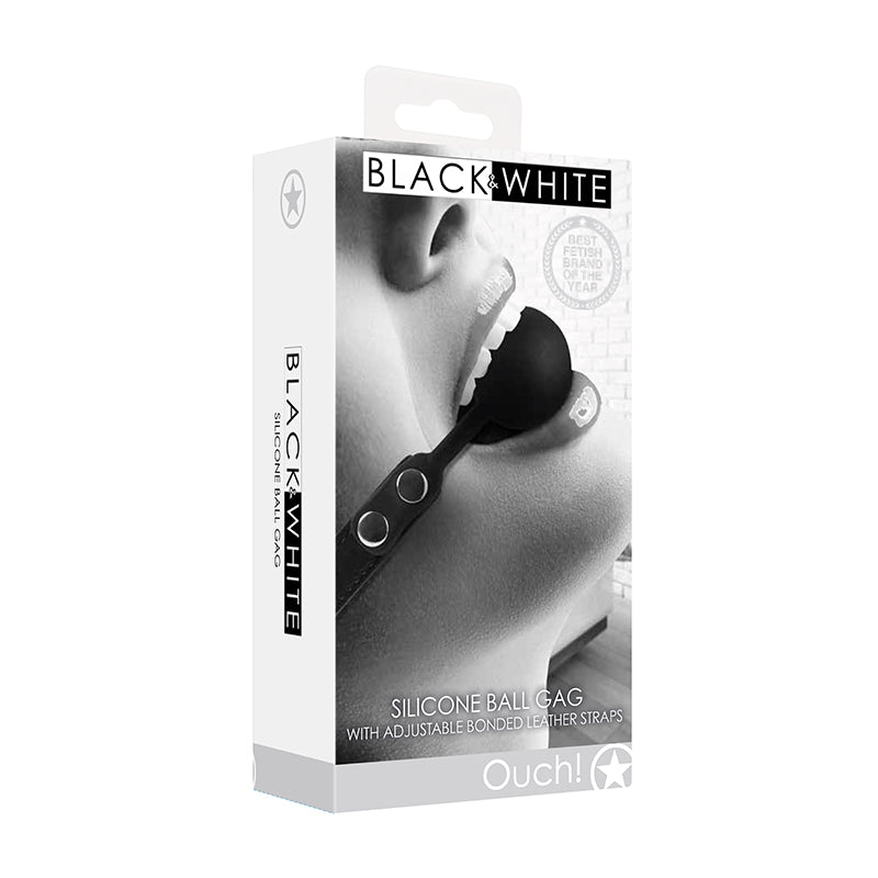 Ouch B&W Silicone Ball Gag Leather Black