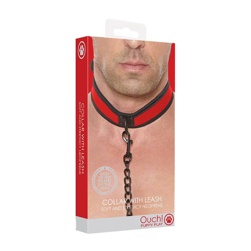 Ouch PuppyPlay NeopreneCollar WLeash Red