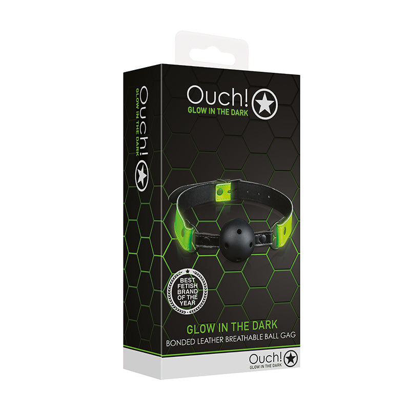 Ouch GITD Breathable Ball Gag NeonGreen