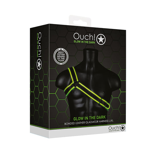 Ouch GITD Gladiator Harness NeonGrn LXL