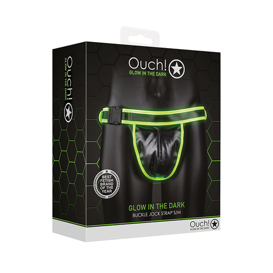 Ouch GITD Buckle JockStrap NeonGreen SM