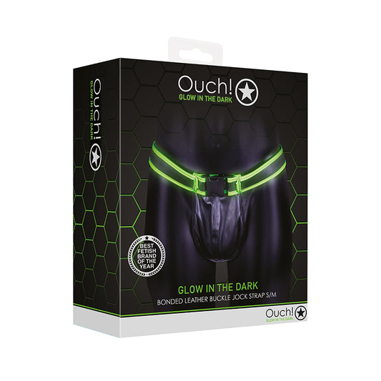 Ouch GITD Buckle JockStrap NeonGrn SM